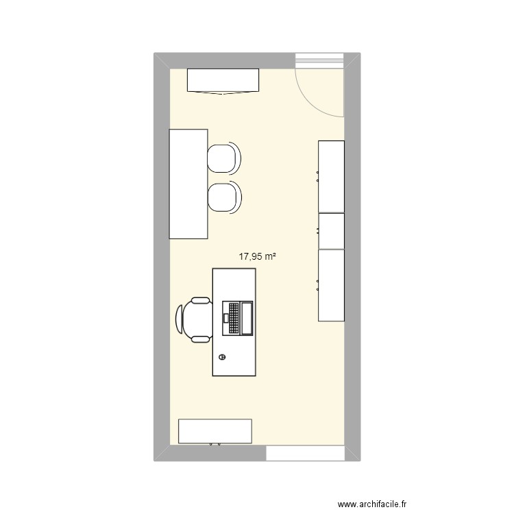 plan bureau. Plan de 1 pièce et 18 m2