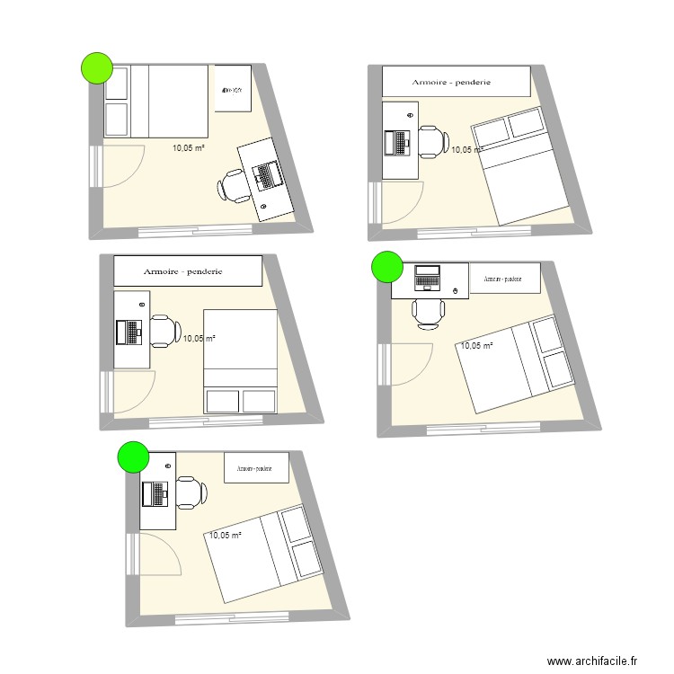 Chambre 1. Plan de 5 pièces et 50 m2