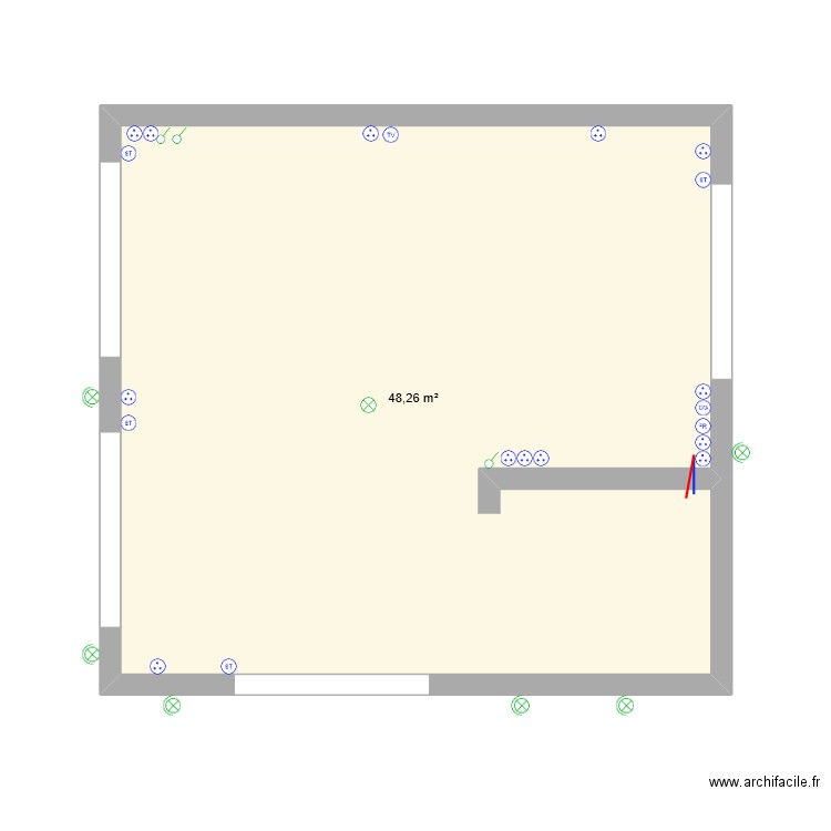 swèl surf shop electricité. Plan de 1 pièce et 48 m2