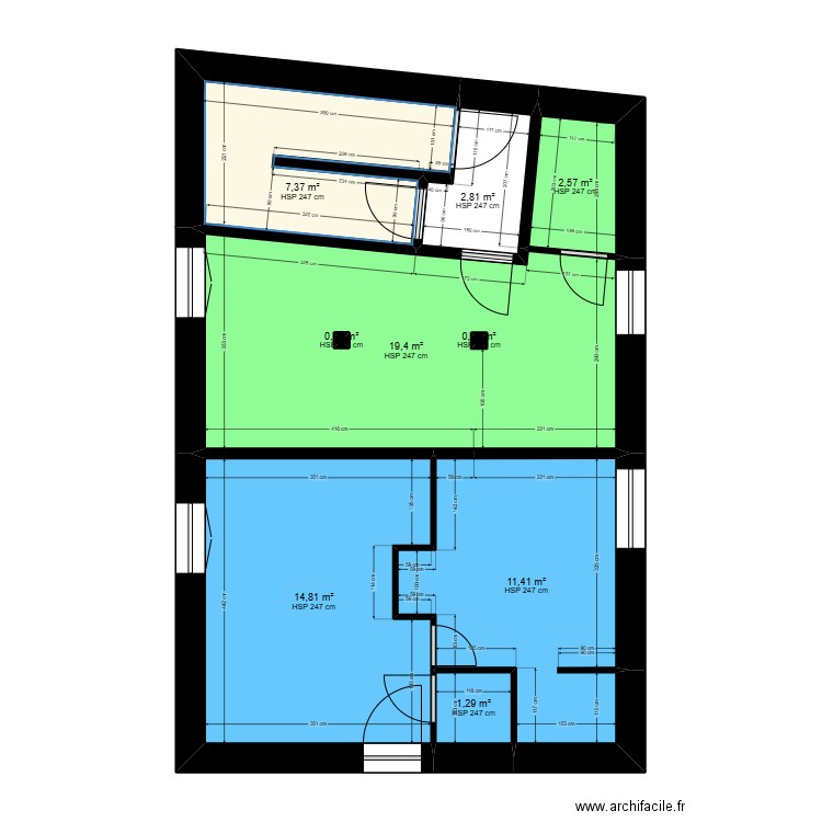 Soeur DJENKAM - Plan RDC 1. Plan de 9 pièces et 60 m2