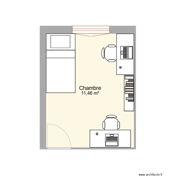 bureau. Plan de 1 pièce et 11 m2