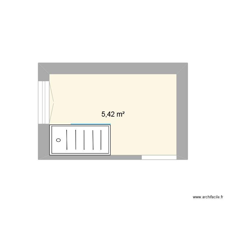 sdb. Plan de 1 pièce et 5 m2