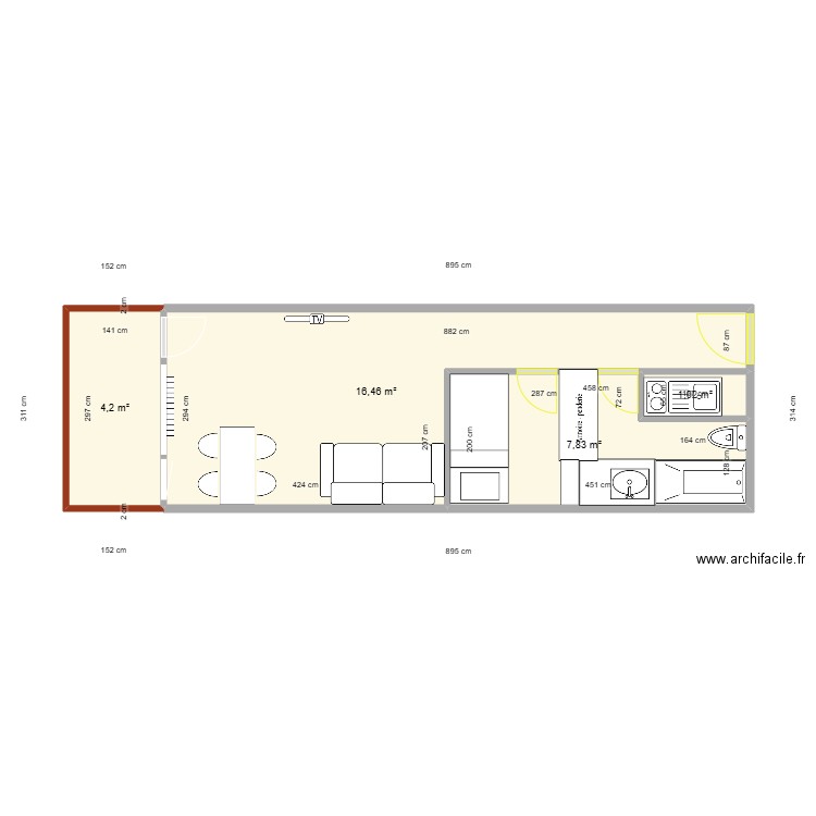 La Plagne. Plan de 4 pièces et 30 m2