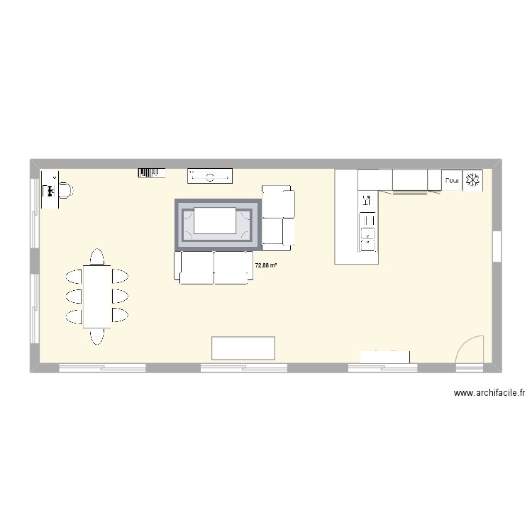 Vorenus. Plan de 1 pièce et 73 m2