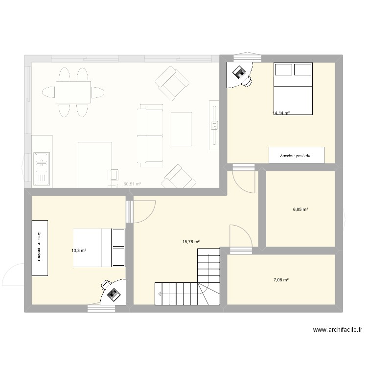 Draft house 2nd floor. Plan de 9 pièces et 146 m2