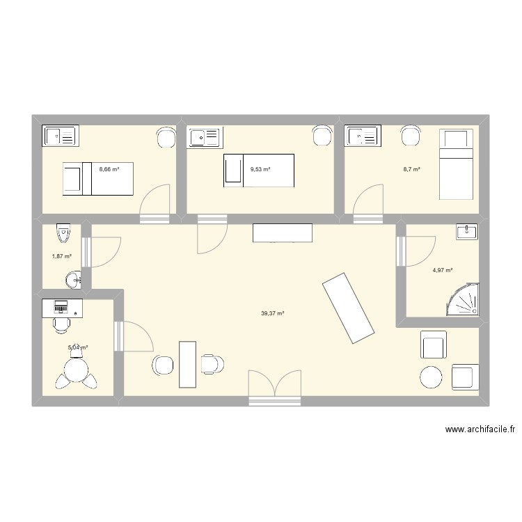 institut de reve . Plan de 7 pièces et 78 m2