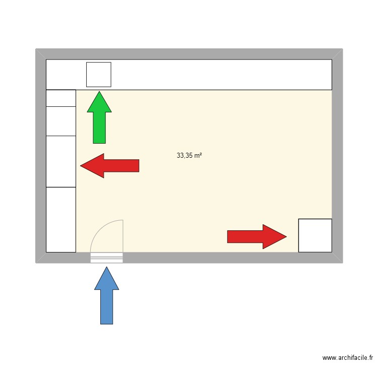 plan flux . Plan de 1 pièce et 33 m2