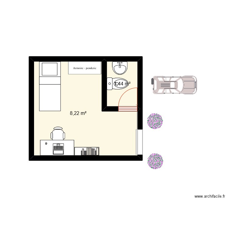 TRAORE MOHAMED WILLIAMS. Plan de 2 pièces et 10 m2