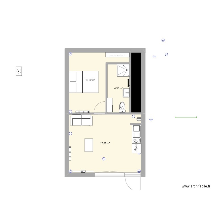 M ET M. Plan de 4 pièces et 34 m2