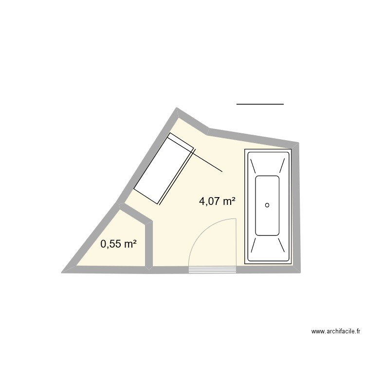 Salle de bain. Plan de 2 pièces et 5 m2