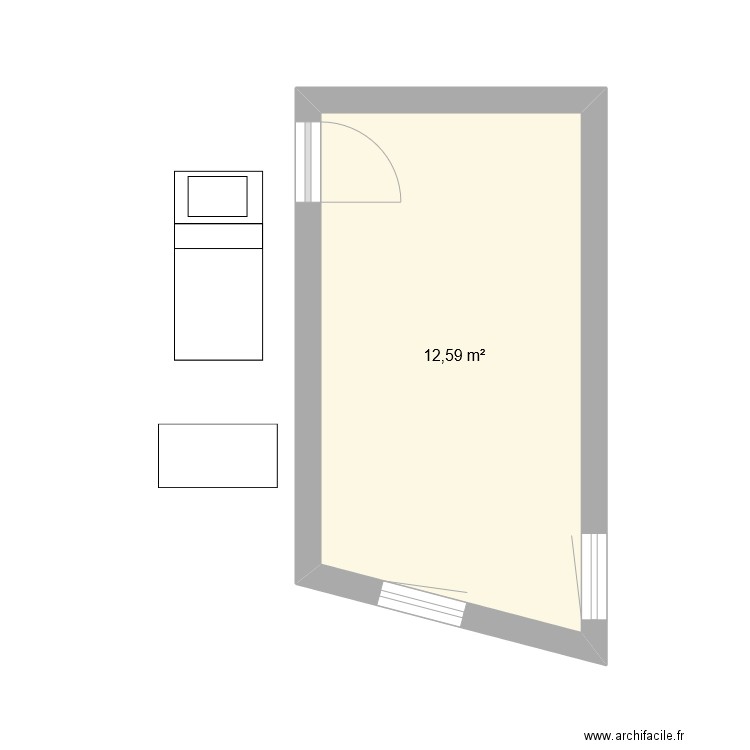 chambre M. Plan de 1 pièce et 13 m2