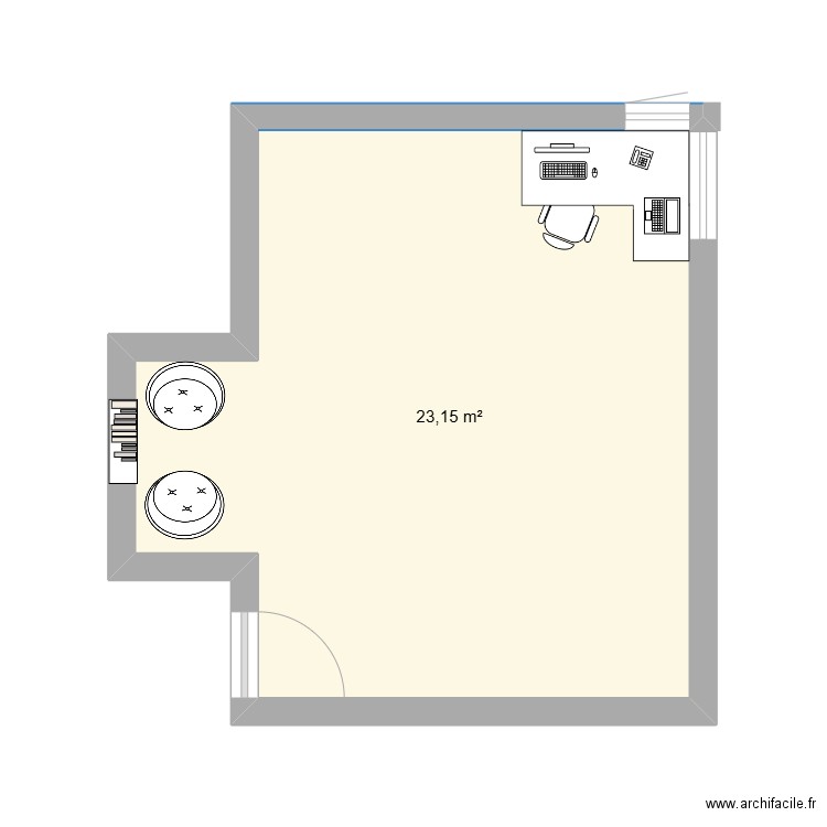 jsp. Plan de 1 pièce et 23 m2