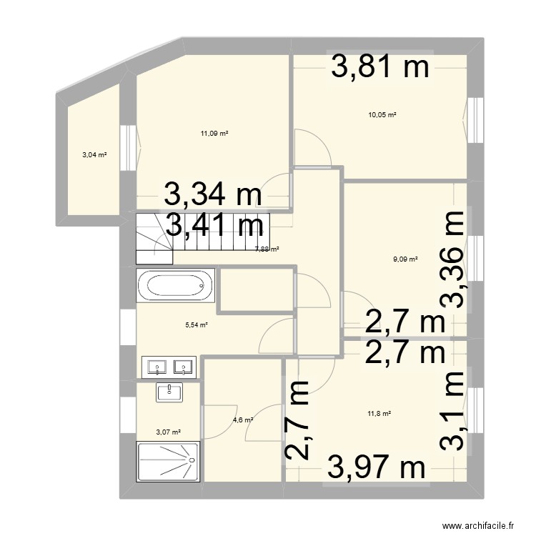 villepreux. Plan de 14 pièces et 139 m2