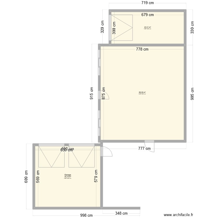 garage . Plan de 3 pièces et 123 m2