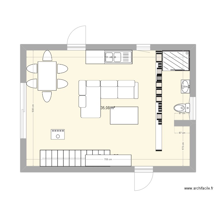 Tiny house 2. Plan de 1 pièce et 35 m2