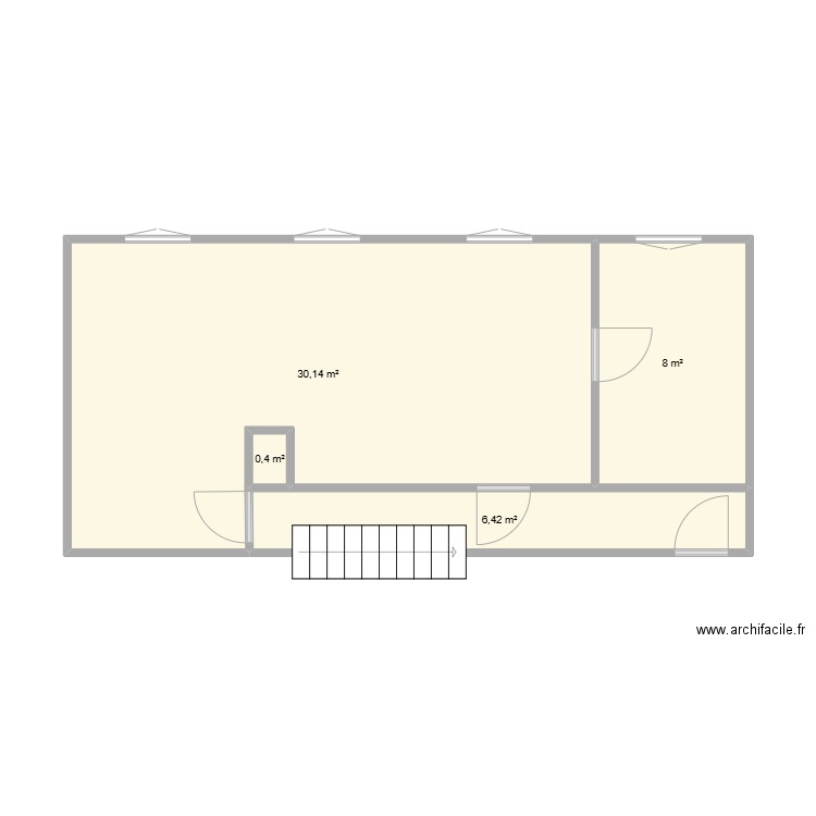 Fécamp3 1 étage duplex. Plan de 4 pièces et 45 m2