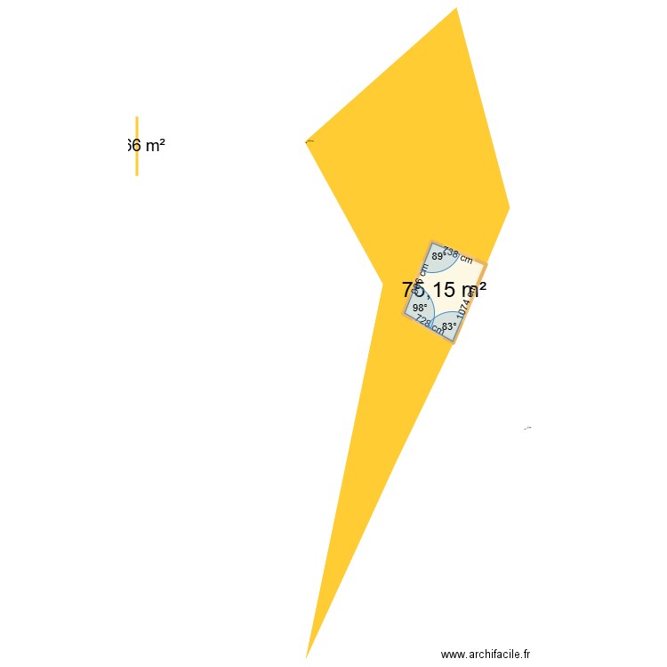 cadastre. Plan de 1 pièce et 75 m2