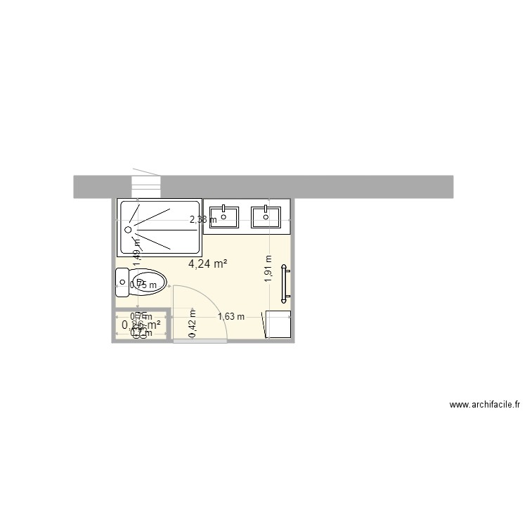 FOURNIER. Plan de 2 pièces et 5 m2