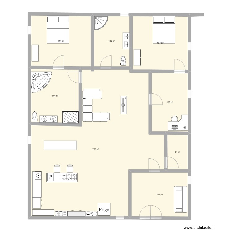 Maison reve janie. Plan de 8 pièces et 155 m2