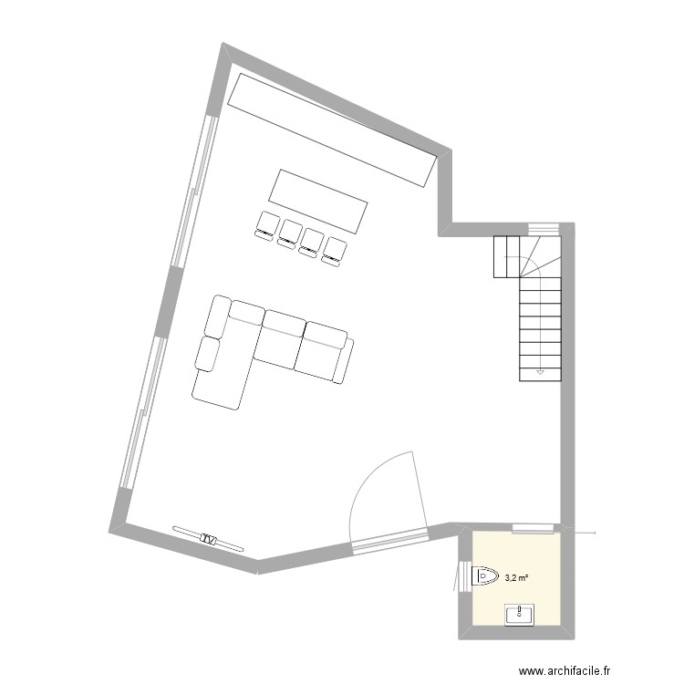 petite maison. Plan de 1 pièce et 3 m2