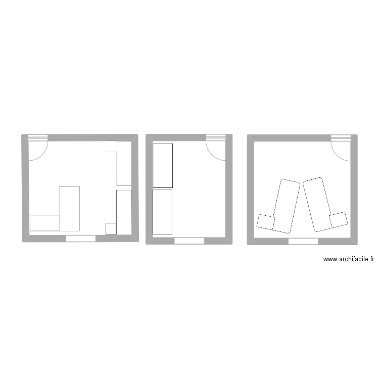 bureau. Plan de 3 pièces et 42 m2