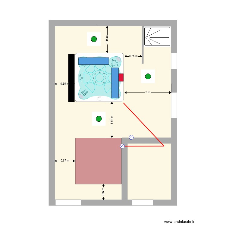 Salle Jacuzzi - Sauna. Plan de 2 pièces et 36 m2