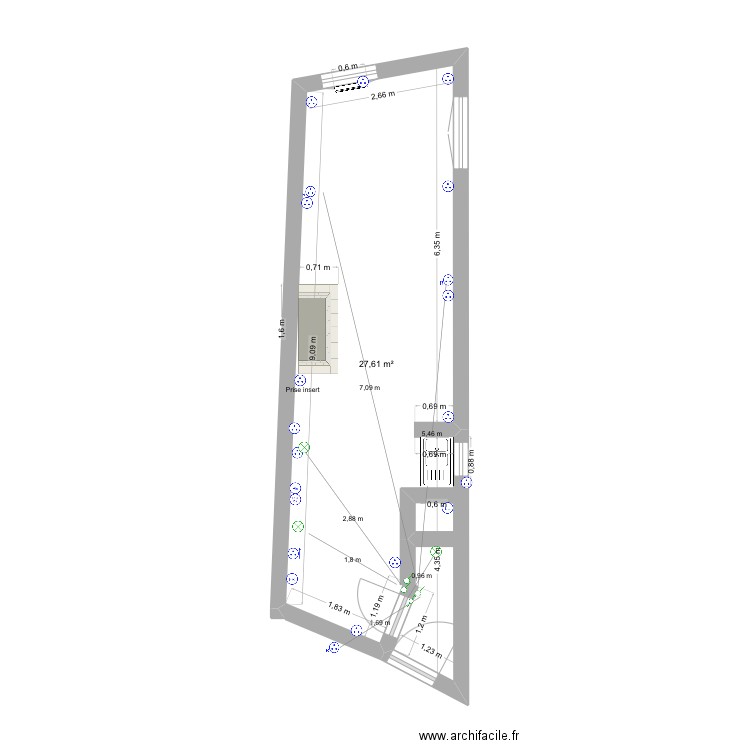 Plan définitif salon. Plan de 1 pièce et 28 m2