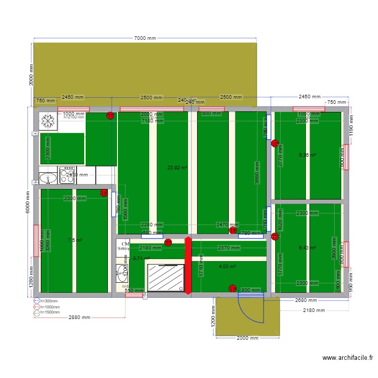 60 Щекавцево н ТП. Plan de 8 pièces et 66 m2