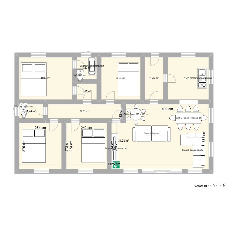 KABAALE PLAN. Plan de 9 pièces et 66 m2