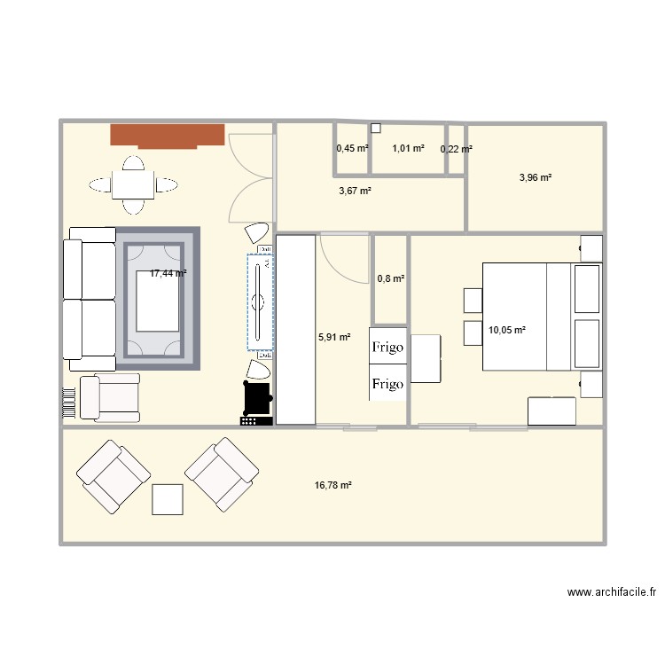 chopin 2. Plan de 10 pièces et 60 m2