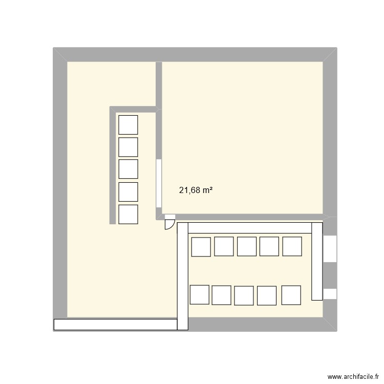 ligne7. Plan de 1 pièce et 22 m2