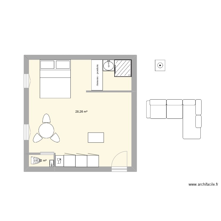 55 Cherche midi v2. Plan de 2 pièces et 29 m2