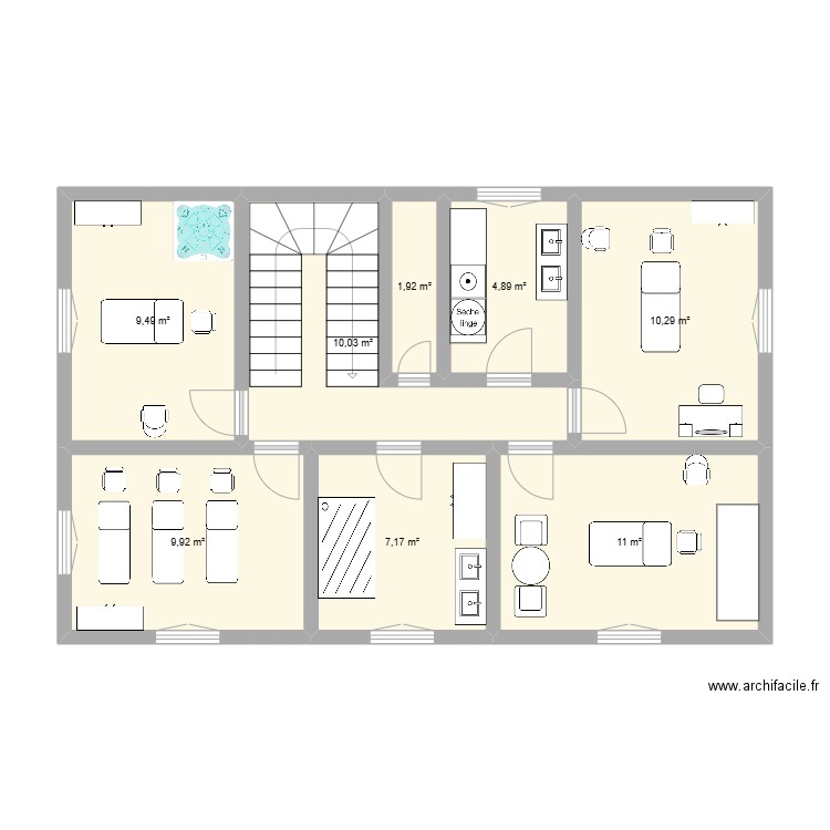 maison prana étage. Plan de 8 pièces et 65 m2