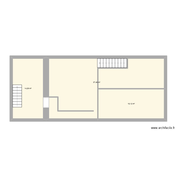 pouy 1er. Plan de 3 pièces et 67 m2