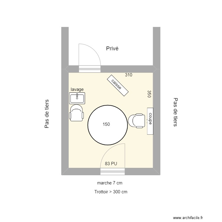 Tailpied. Plan de 1 pièce et 11 m2