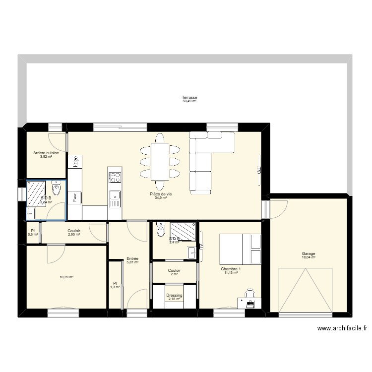 SCI Bouleuse. Plan de 14 pièces et 150 m2