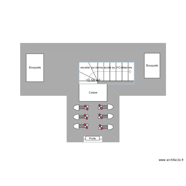 magasin Fleure d'ange. Plan de 1 pièce et 14 m2