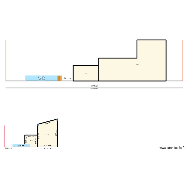 Projet piscine. Plan de 6 pièces et 181 m2