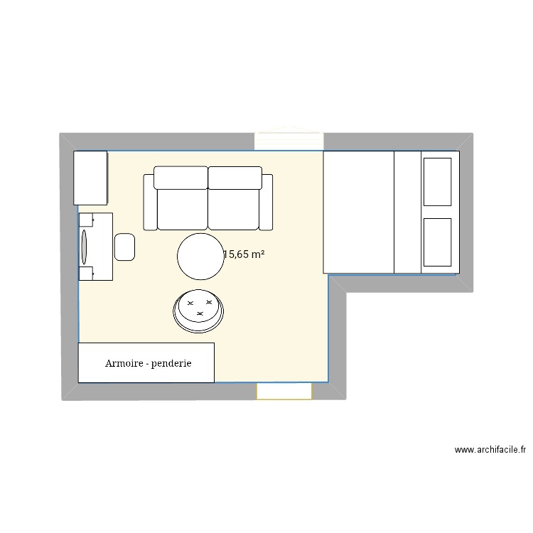 Chambre . Plan de 1 pièce et 16 m2