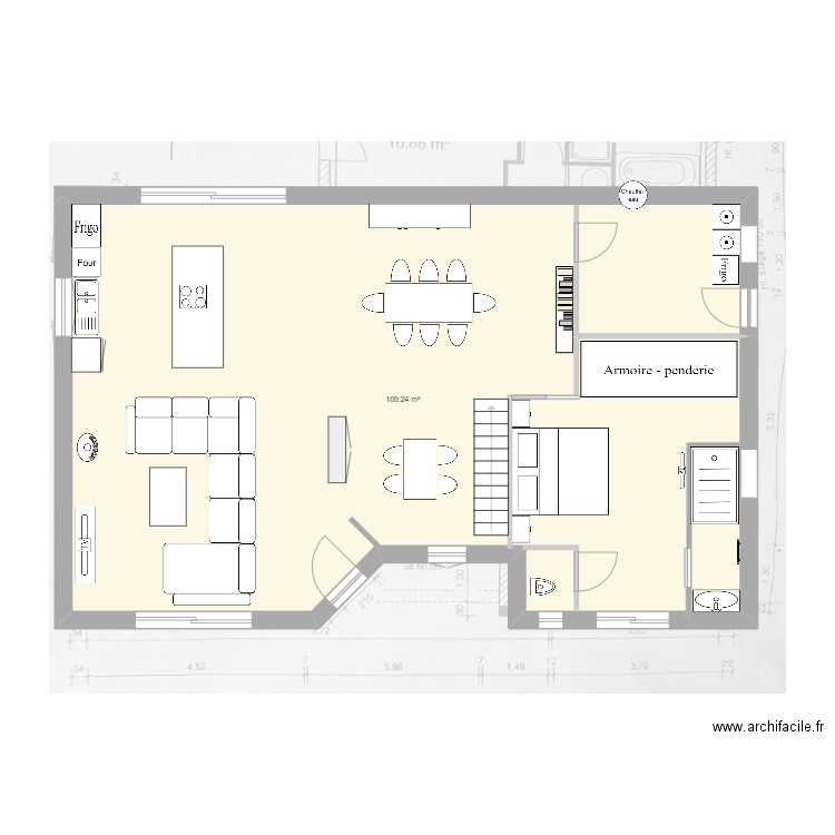 plan1-test1. Plan de 1 pièce et 109 m2