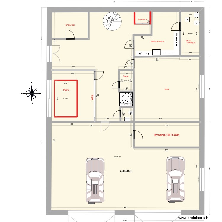 Andorra Chalet V5 600M2 V4 sans mezzanine. Plan de 13 pièces et 718 m2