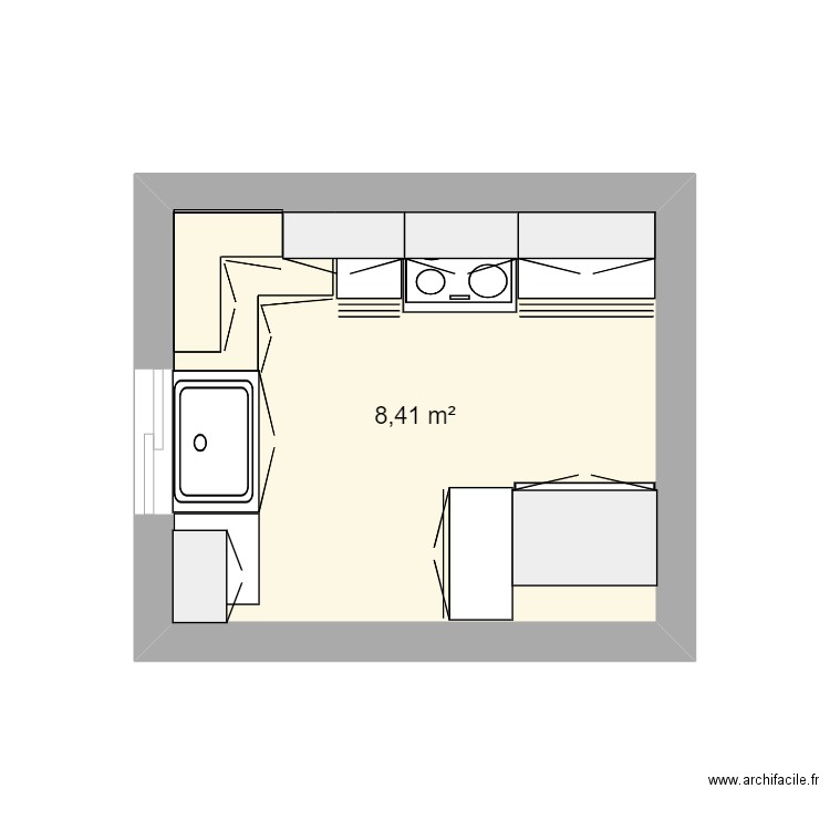 Cuisine 5-1/2 Coop des quatre vents. Plan de 1 pièce et 8 m2