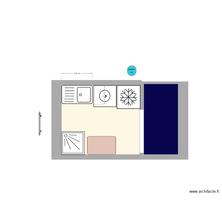 aichaBeldi. Plan de 2 pièces et 5 m2