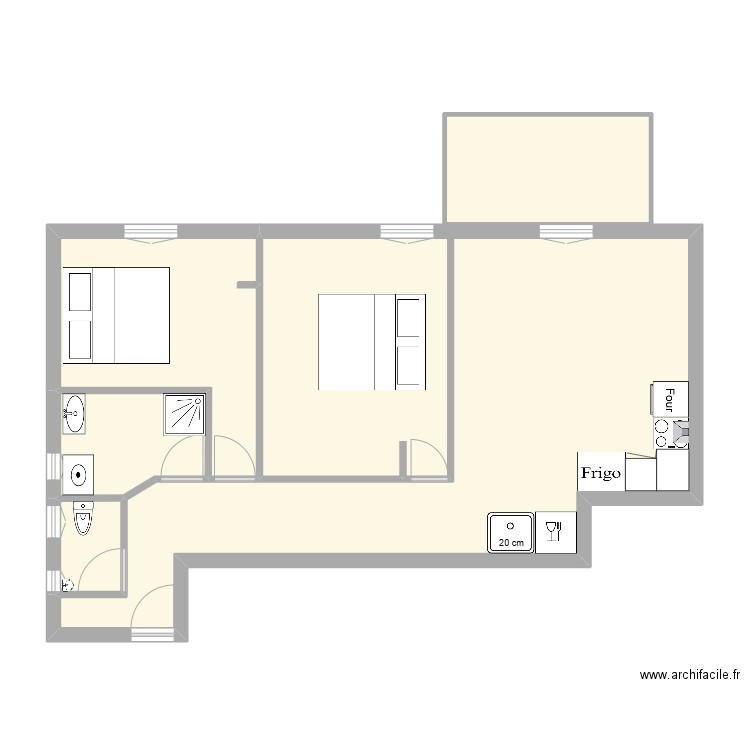 plan 1 bat A. Plan de 5 pièces et 74 m2