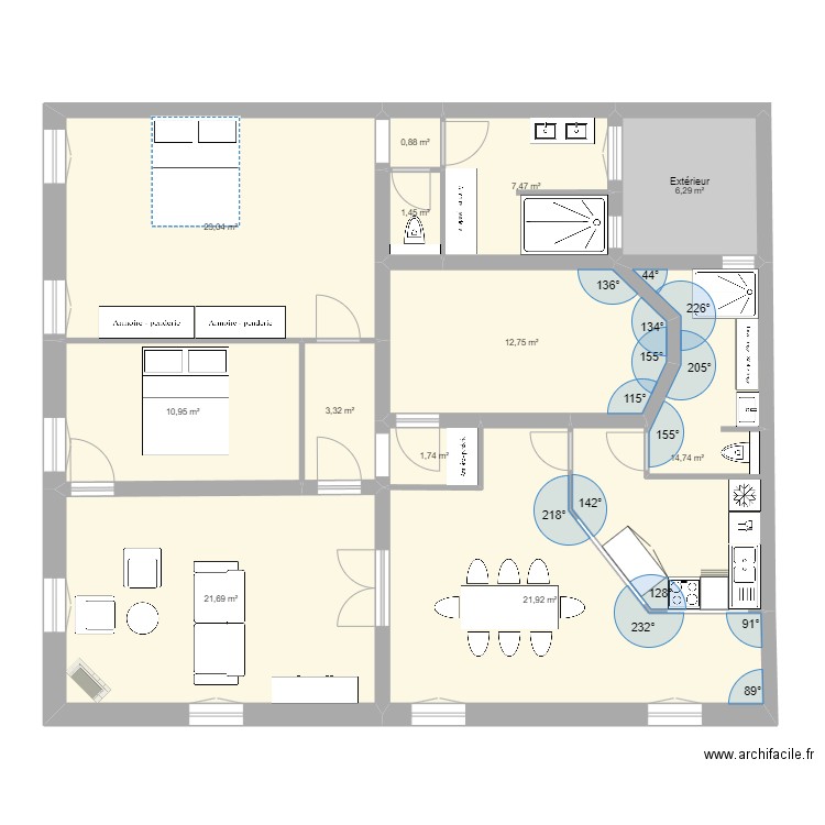 Boudet V1. Plan de 12 pièces et 126 m2