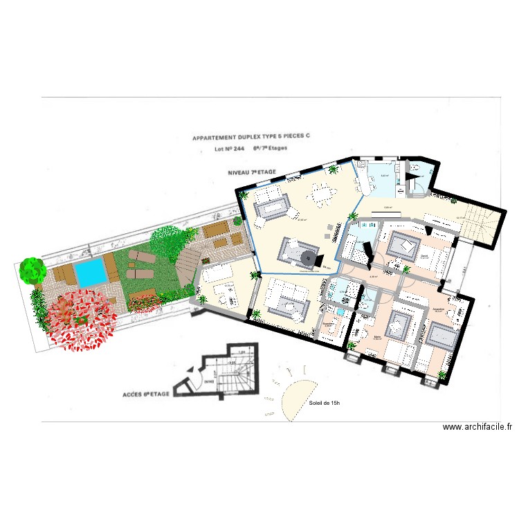 bonne taille 3. Plan de 15 pièces et 180 m2