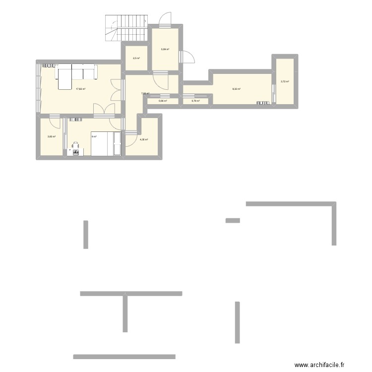 Georges Recipon. Plan de 11 pièces et 64 m2