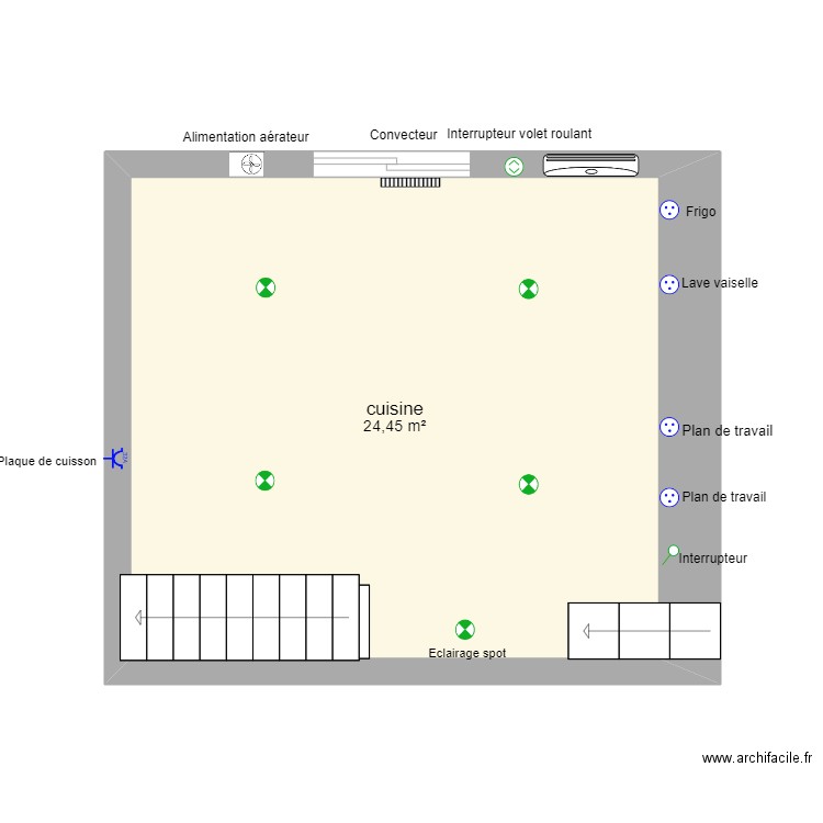 Cuisine . Plan de 1 pièce et 24 m2