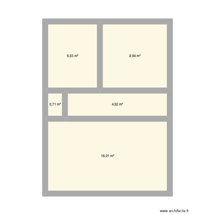 chambres. Plan de 5 pièces et 39 m2