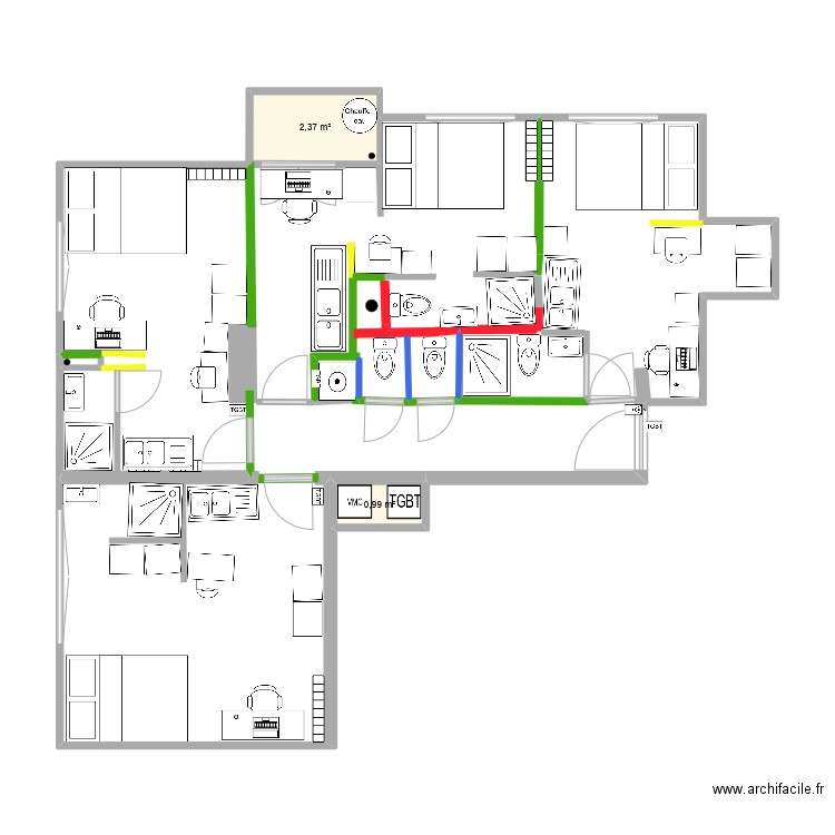 RICHELIEU2 V13. Plan de 2 pièces et 3 m2